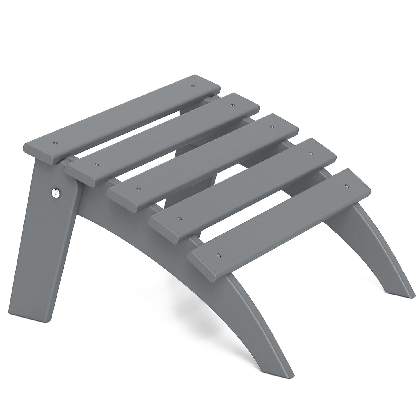 SOINMTY Folding Adirondack Ottoman, HDPE All Weather Adirondack Chair Footrest, Plastic Footstool for Adirondack Chairs, Wide Use in Backyard, Garden, Lawn, Porch, Poolside. Grey