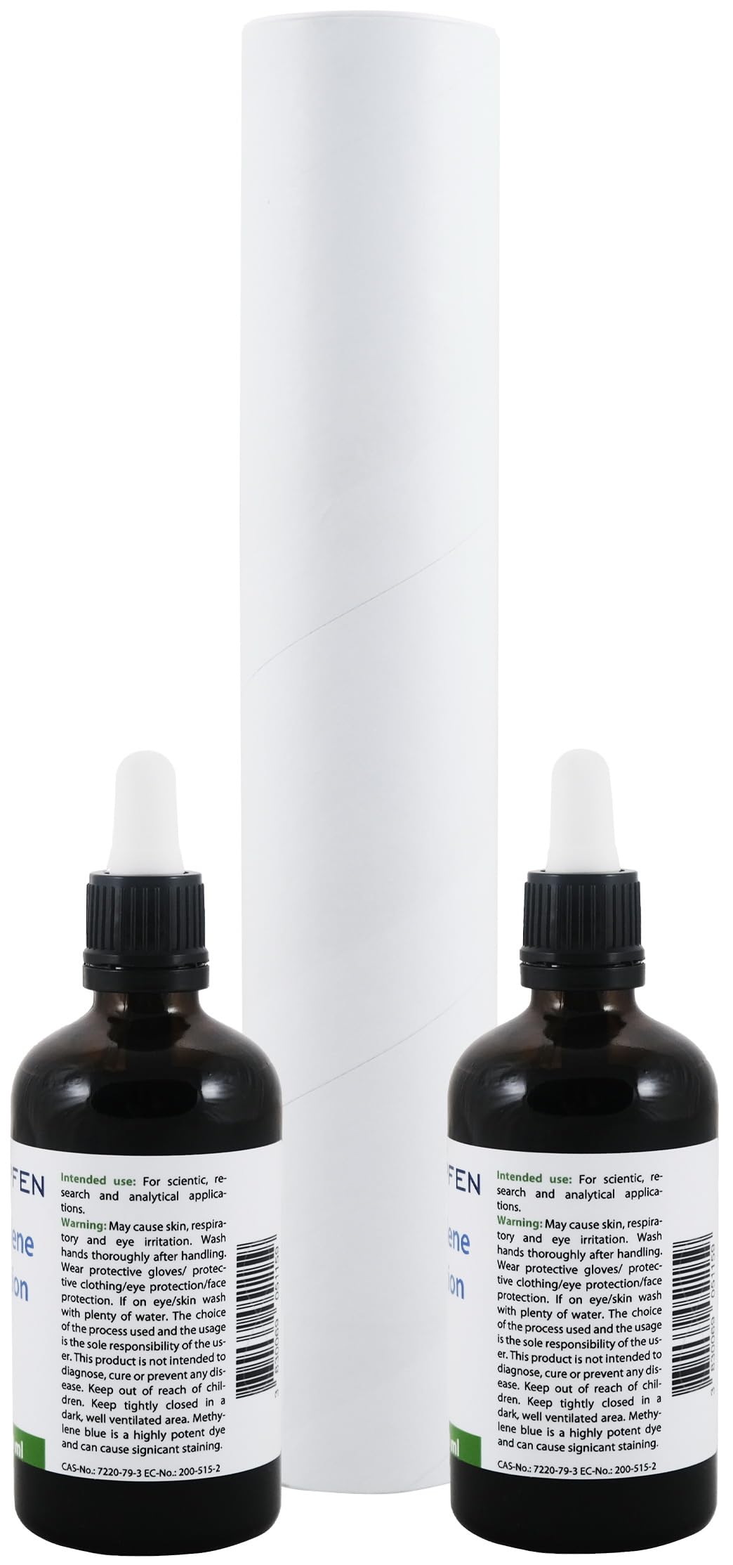 2x Methylene Blue 1% solution | 2x 3.4 Fl Oz - 2x 100 ml | Ultra High Purity | USP Pharma Grade Ingredients - Third-Party Tested | Formaldehyde free | Set of two | Glass Bottle | Heiltropfen®