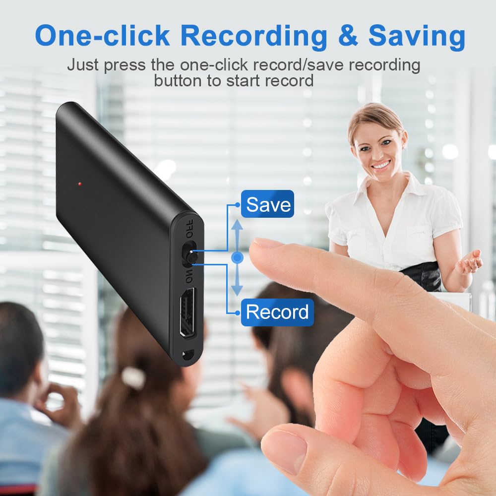 16GB Digital Voice Activated Recorder,Voice Recorder AI-Intelligent Noise Reduction & USB-C, Making it Ideal for Classrooms, Meetings, and Interviews, with a Recording Time of Up to 192 Hours