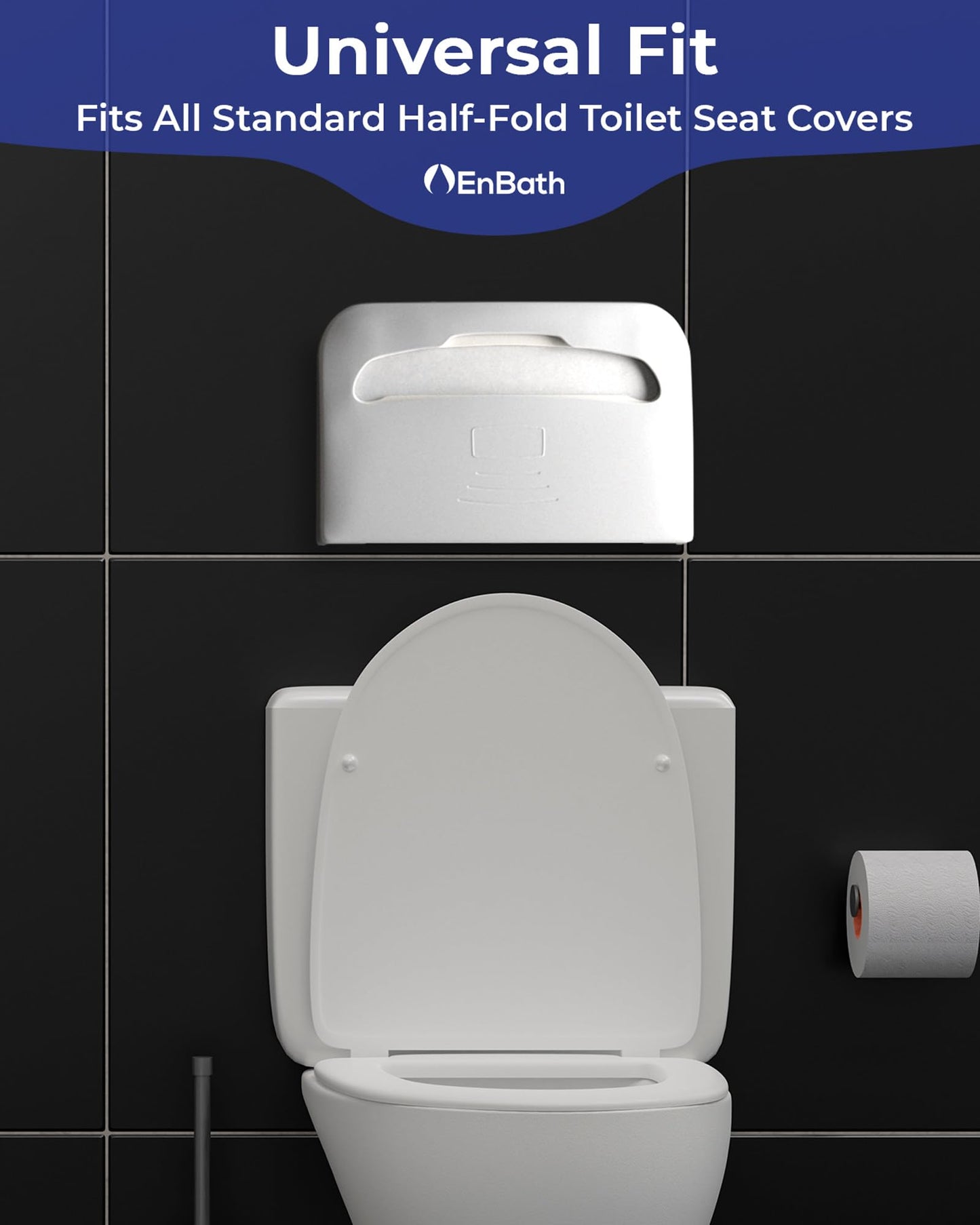EnBath Commercial Toilet Seat Cover Dispenser Wall Mount (2-Pack), White Half-Fold Toilet Seat Cover Holder for Bathroom/Restroom, 2TSCD-White