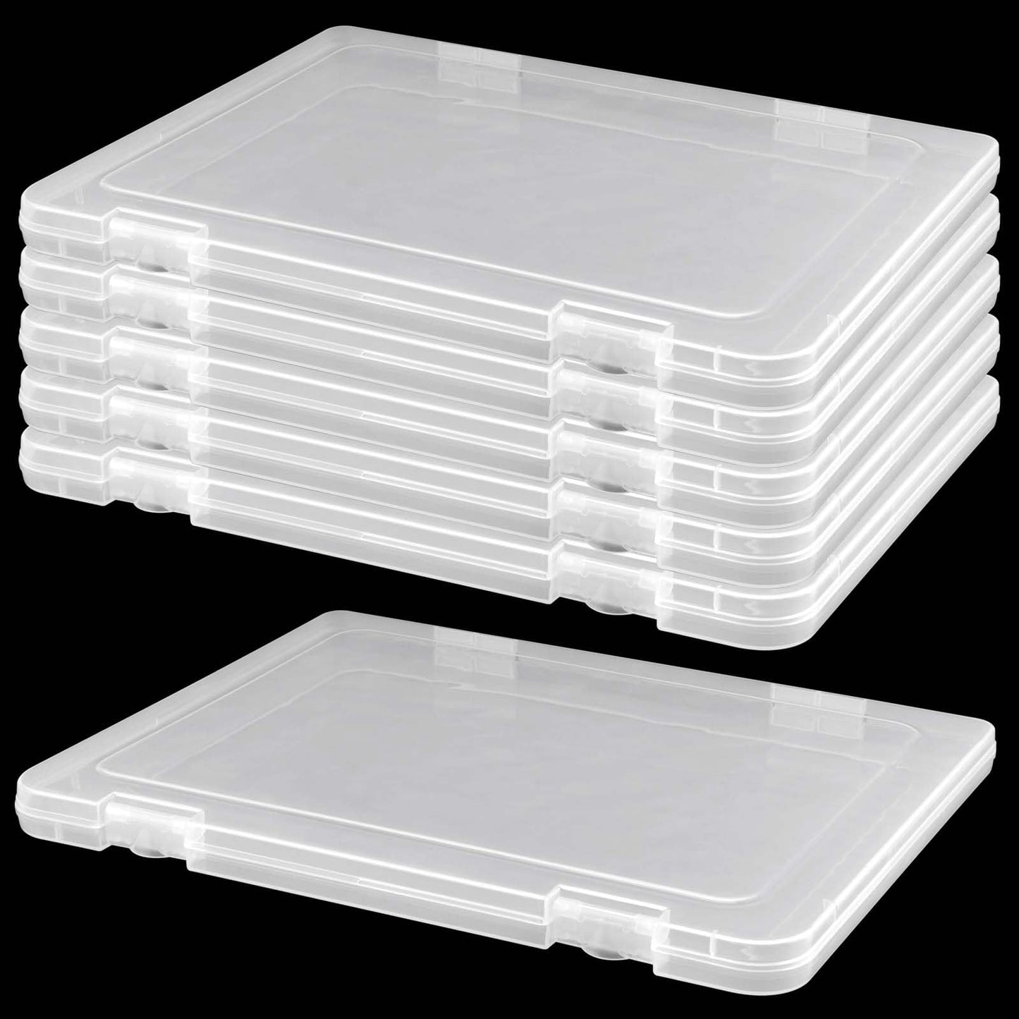 SEUNMUK 6 Pack A4 File Portable Project Case with Snap-Tight Latch, Plastic Storage Case for 8.5 × 11 Letter Paper, Office Supplies