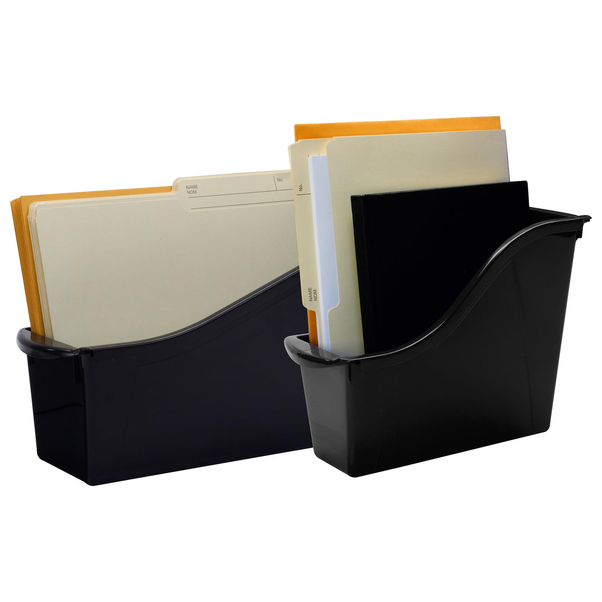 Storex Large Book Bin, Interlocking Plastic Organizer for Home, Office and Classroom, Black, 6-Pack (70109C06C)