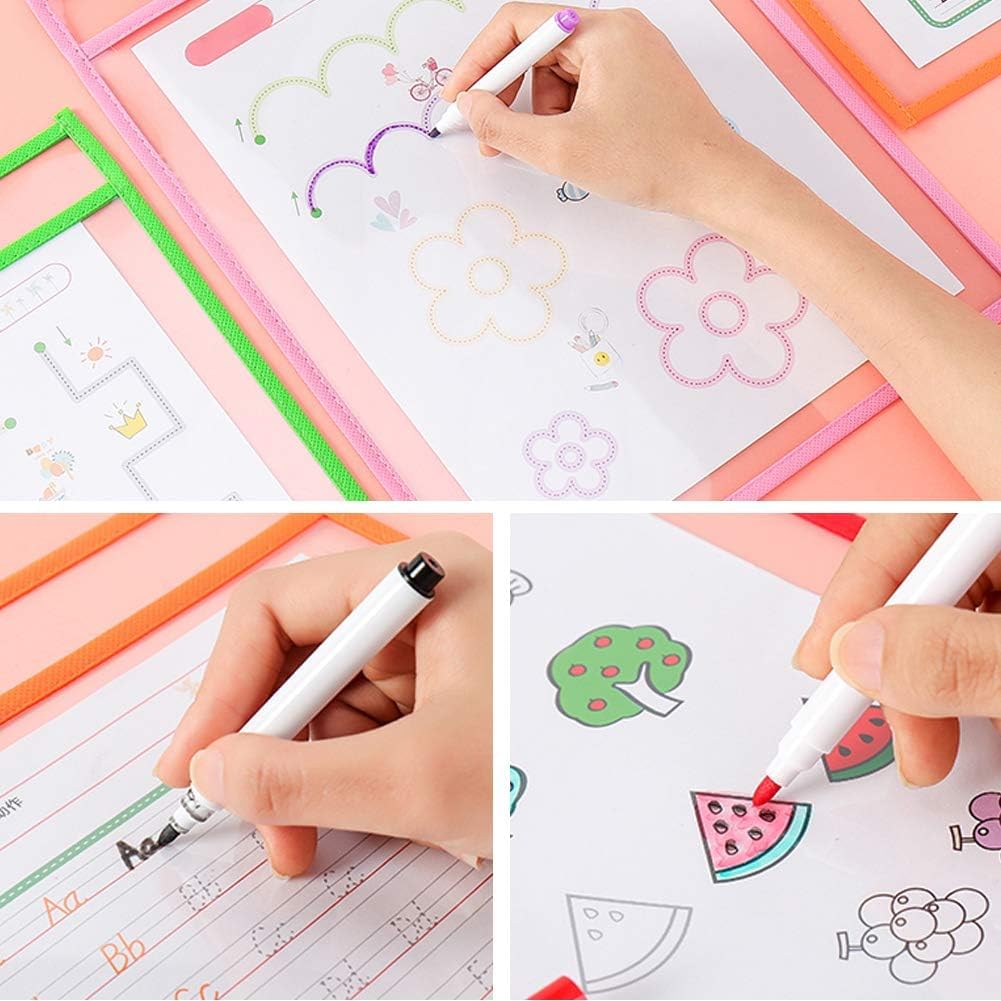 HooYan Dry Erase Pockets, 30 Pack Clear Plastic Sheet Protectors, Durable Reusable Sleeves, 33 x 25.4 cm, for School Classroom Supplies