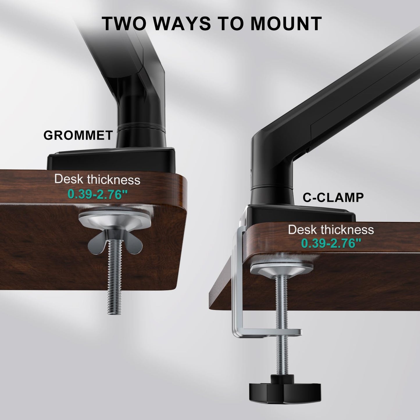 WALI Single Monitor Arm for 13-34 inch Screens, Ergonomic Monitor Mount up to 12kg/26.4lbs, Adjustable Monitor Arm Desk Mount with Clamp and Grommet Base, VESA 75/100mm (GSMP001N), Black
