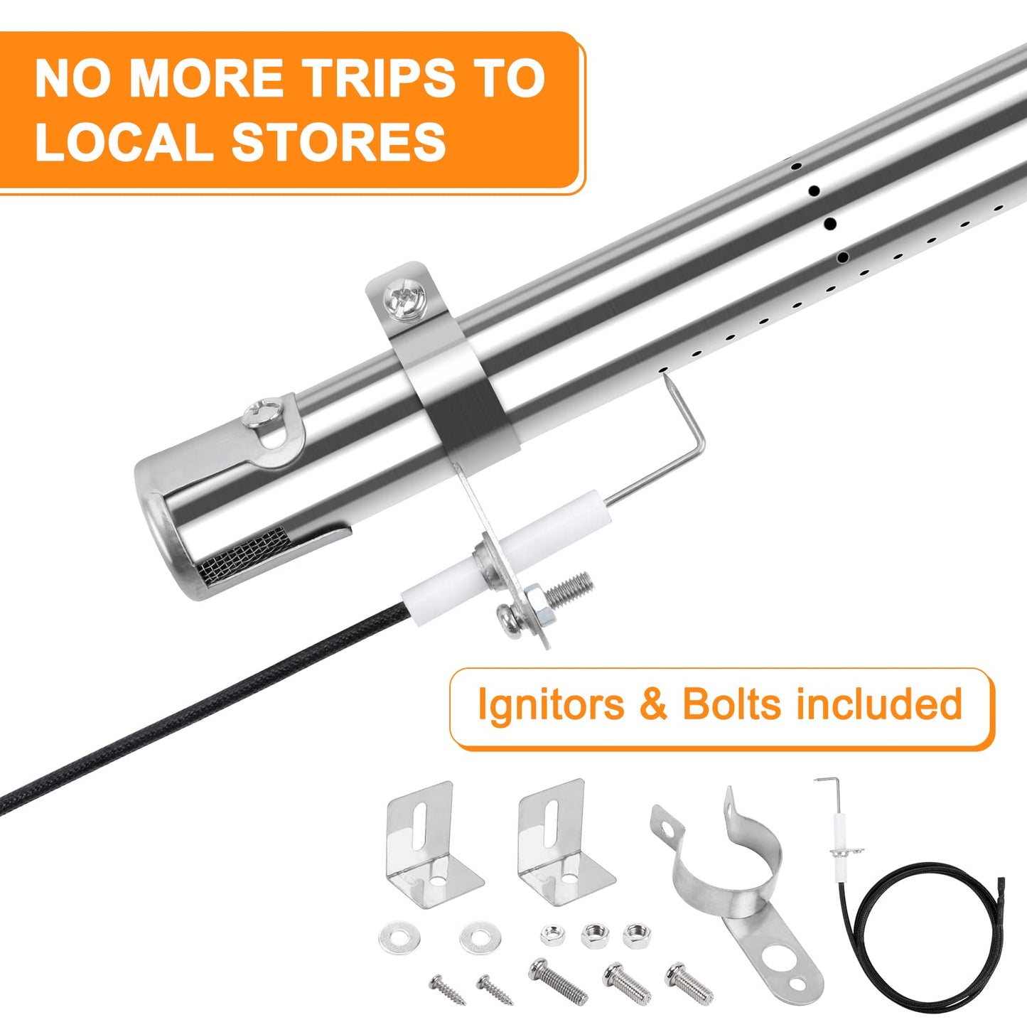 GFTIME 12" to 17" Universal BBQ Burner for Charbroil, Dyna glo, Nexgrill, Backyard, Cuisinart, MasterChef, Broil King, Ducane Grills, Stainless Steel Adjustable Burner Replacement Parts 4 Pack