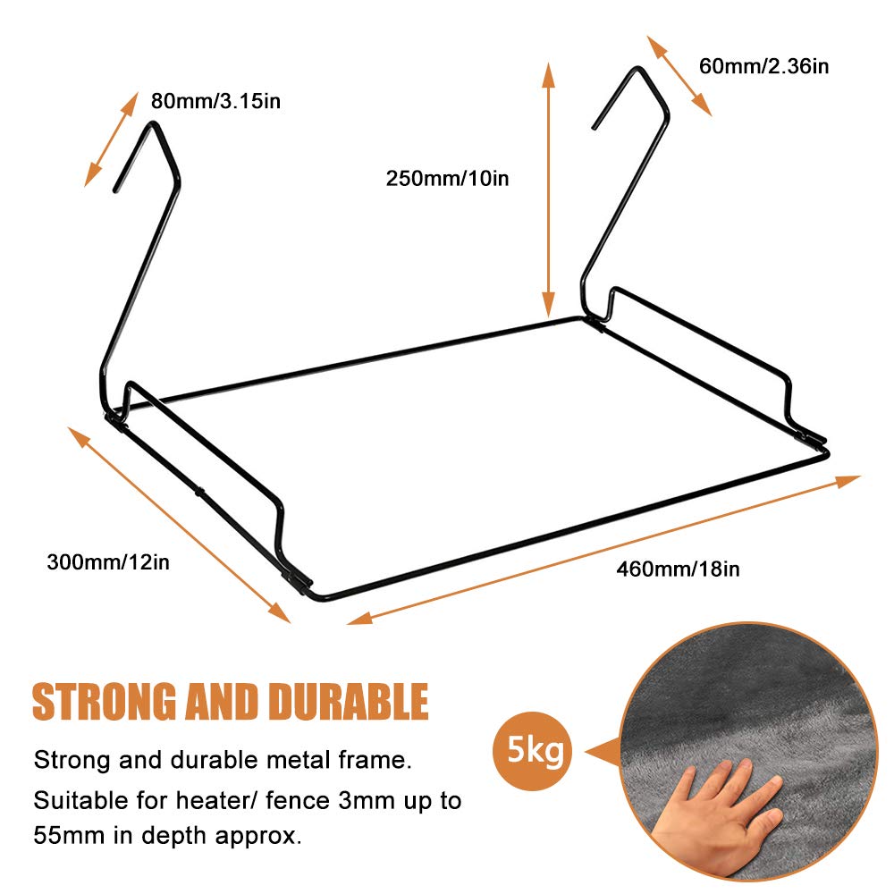Calitch Cat Hammock Bed, Pet Radiator Bed Strong Hanging Cat Hammock Plush Holds Up 5KG, Strong and Durable Metal Frame Shelf Folds Easily, for Pet Kitten Puppy Small Dogs (Grey)