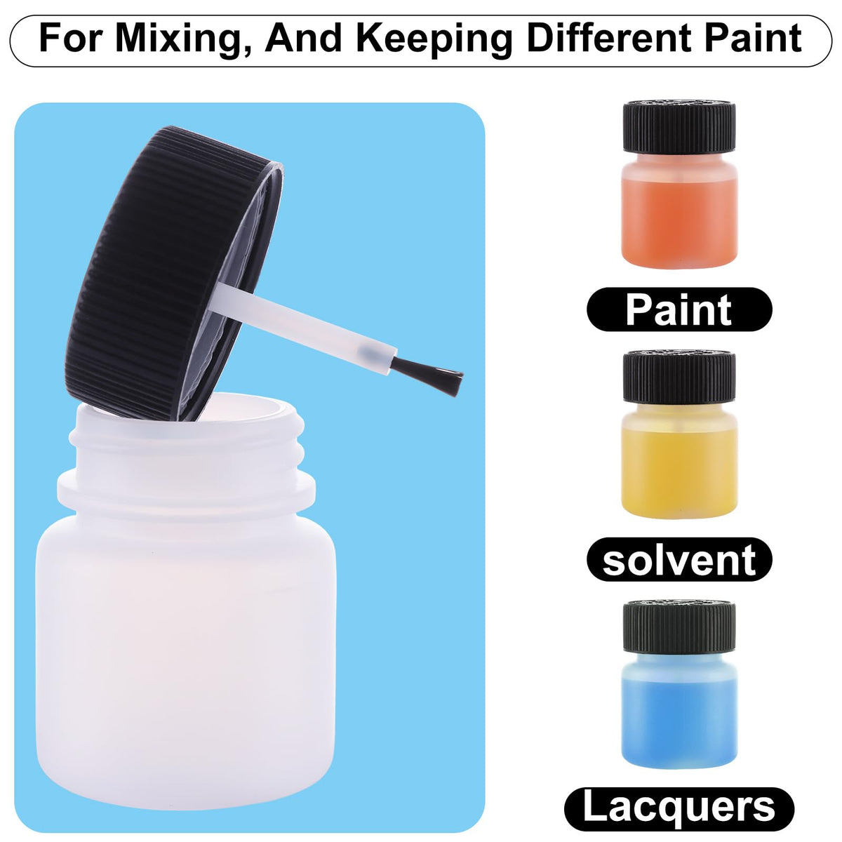 JMIATRY 50 Pack 1 OZ Paint Touch Up Bottles with Caps Empty Touch Up Bottle 1 Ounce (30ml) Touch Up Paint Container for Household or Automotive Paint, with Mixing Ball