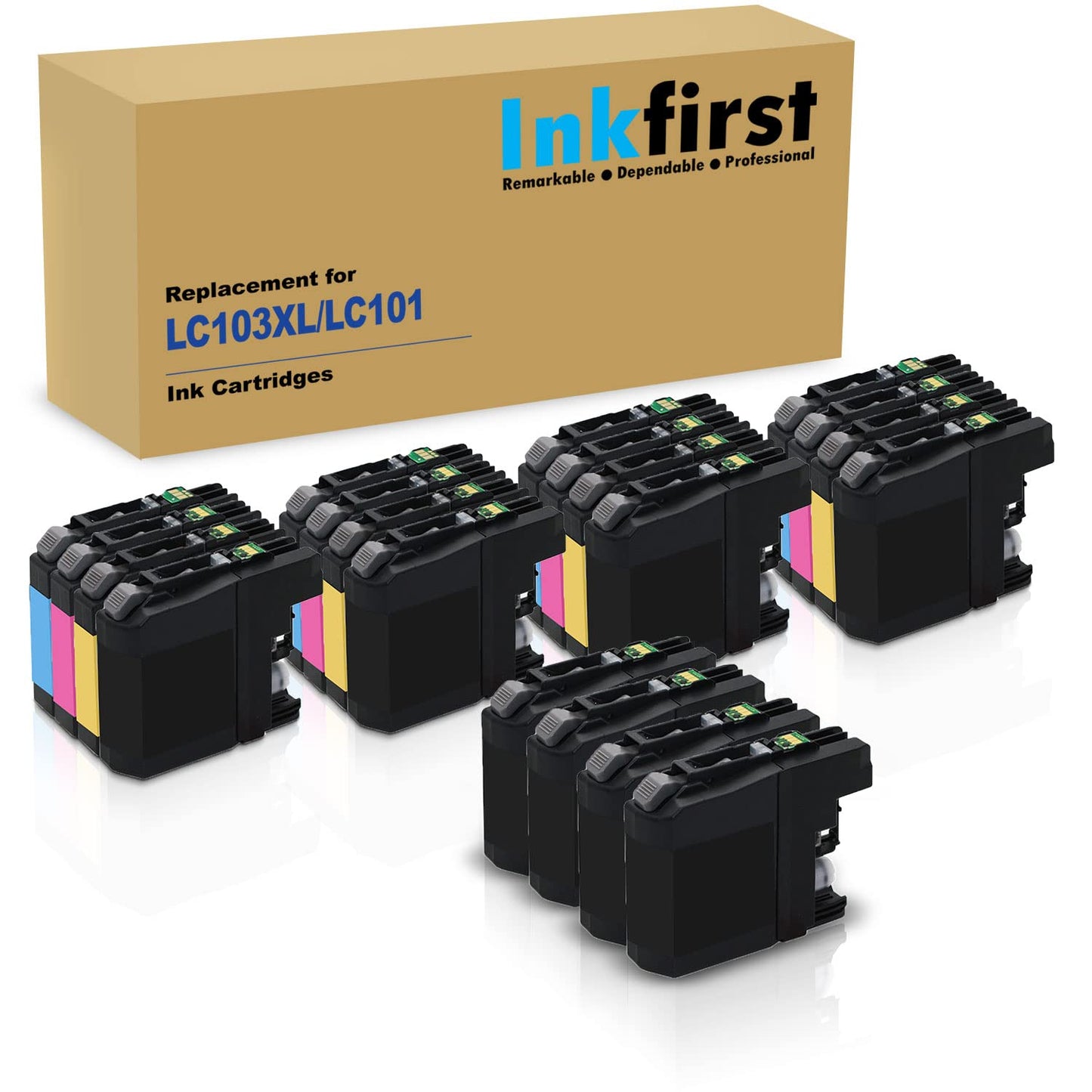 20 Inkfirst Compatible Ink Cartridges LC103 XL LC101 Replacement for Brother LC103 XL LC101 (4 Set + 4 Black) MFC-J4710DW MFC-J4310DW MFC-J475DW MFC-J470DW MFC-J4410DW MFC-J4510DW MFC-J4610DW