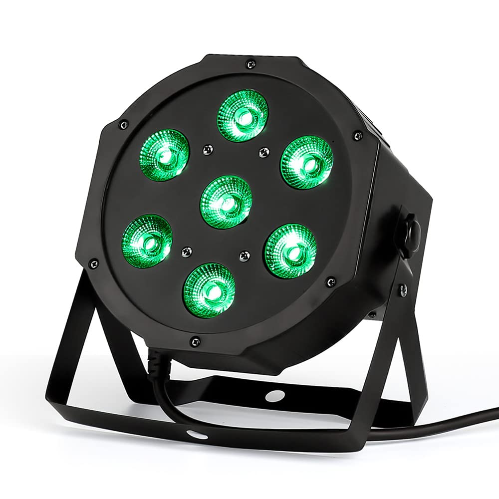 HYUDJ Stage Lights 7x12W Uplights with Strict Testing 4in1 RGBW LED Par Lights Sound Activated DMX512 Control Bright DJ Par Light for Stage Party Club Disco Wedding Events Black