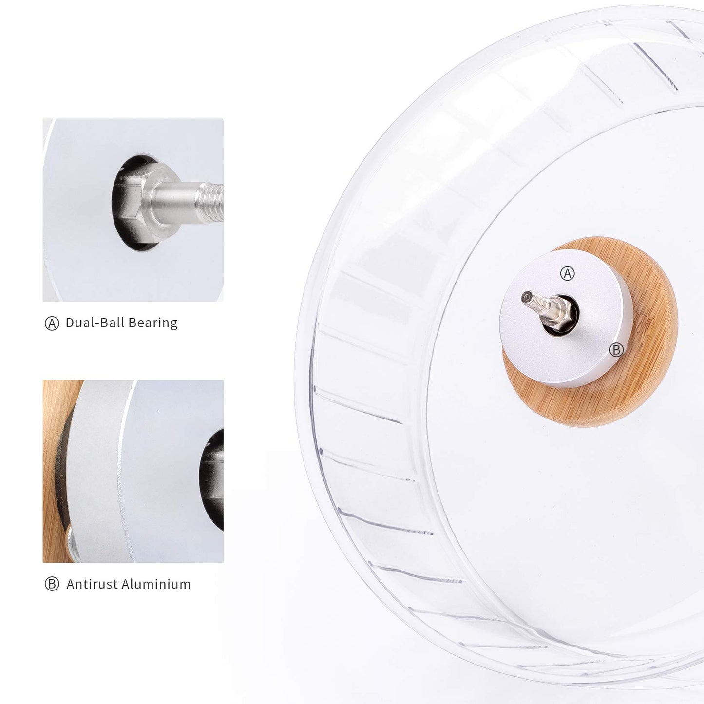 Niteangel Super-Silent Hamster Exercise Wheels - Quiet Spinner Hamster Running Wheels with Adjustable Stand for Dwarf Syrian Hamsters Gerbils Mice Or Other Small Animals (Transparent, Medium)