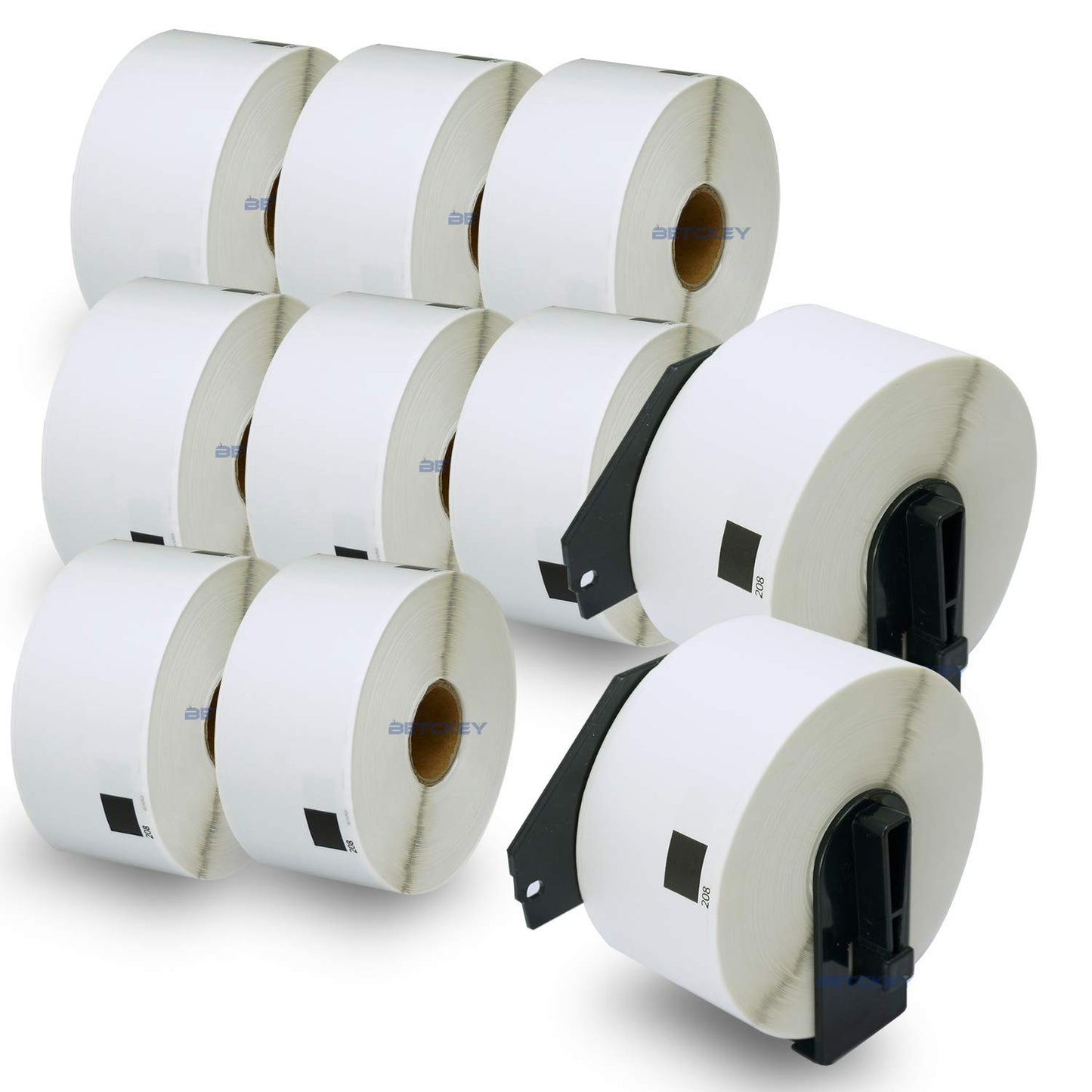 BETCKEY - Compatible Large Address Labels Replacement for Brother DK-1208 (1.4" x 3.5"), Use with Brother QL Label Printers [10 Rolls + 2 Reusable Cartridges]