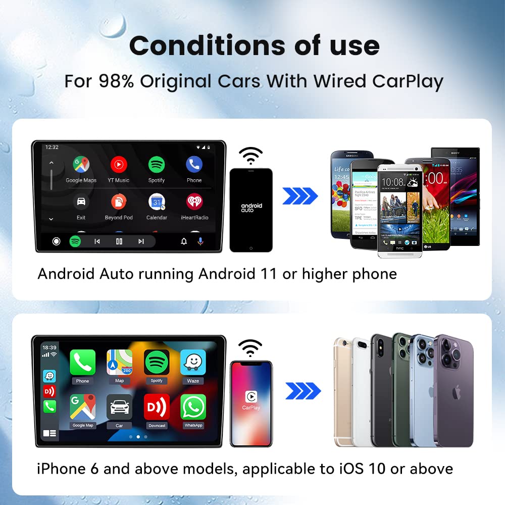 CarlinKit 4.0 Wireless Android Auto & Carplay Adapter, only for The OEM Wired Carplay Car, Achieve The Wireless Life, Plug & Play, Support Online Upgrade