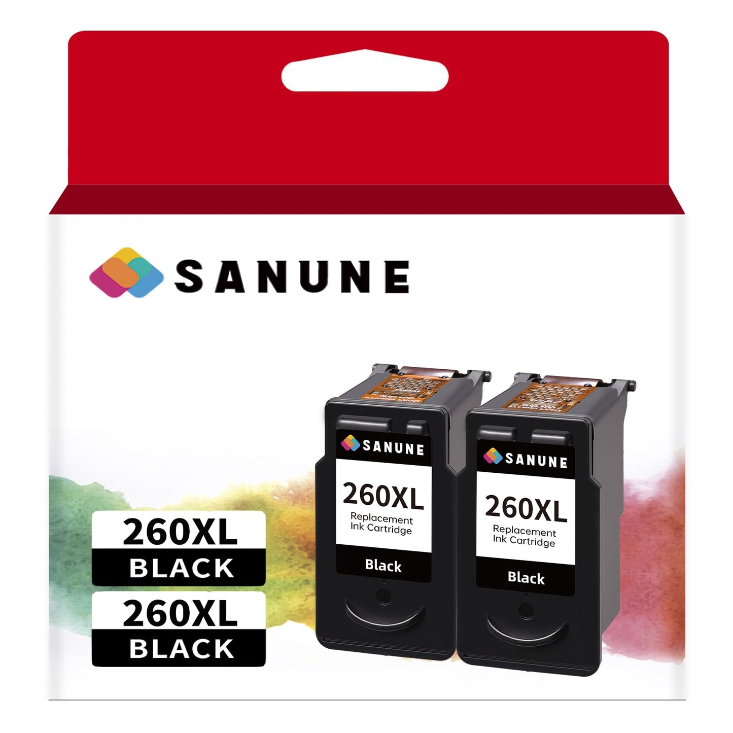 SANUNE Compatible Ink Cartridge Replacement for Canon 260 260XL Black Ink Cartridges for Canon PIXMA TS6420 TS6420a TS5320 TR7020 TR7020a Printer (Black, 2-Pack)