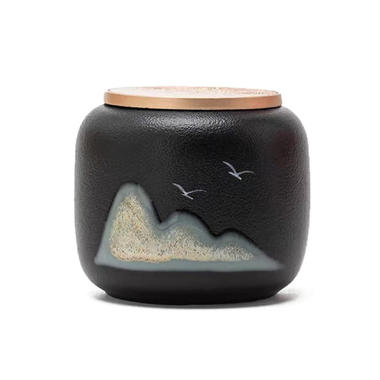 Black Small Keepsake Urn for Human Ashes - Lovely Sharing Ceramic Small Urn, Honor Your Loved One Lost - Qnty 1