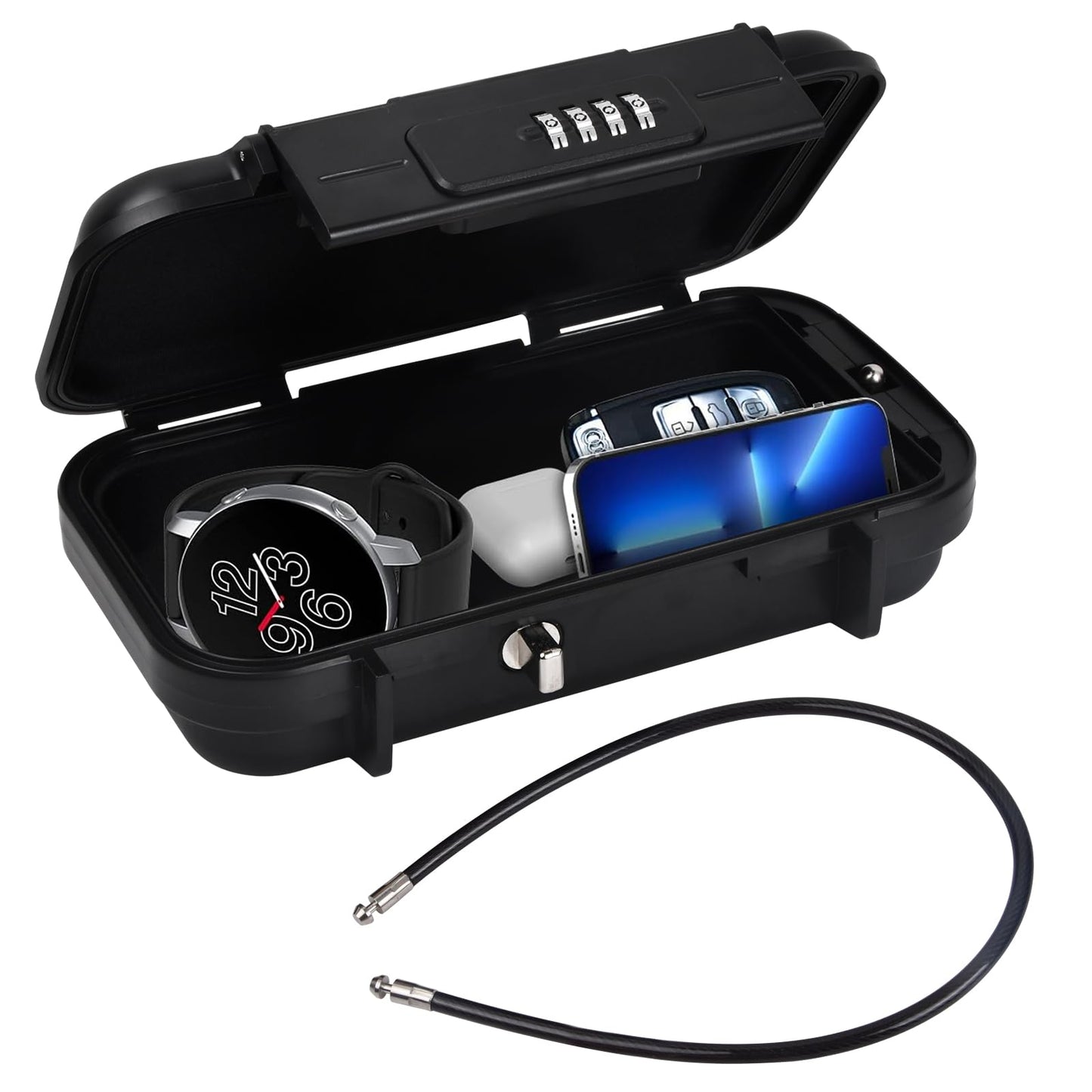 Travel Safe Lock Box, Waterproof Combination Security Lock Box, Anti-Theft Security Small Safe Box, Portable Security Case Lock Box with Removable Wire Rope for Home, Office, Hotel, Cars, Travel