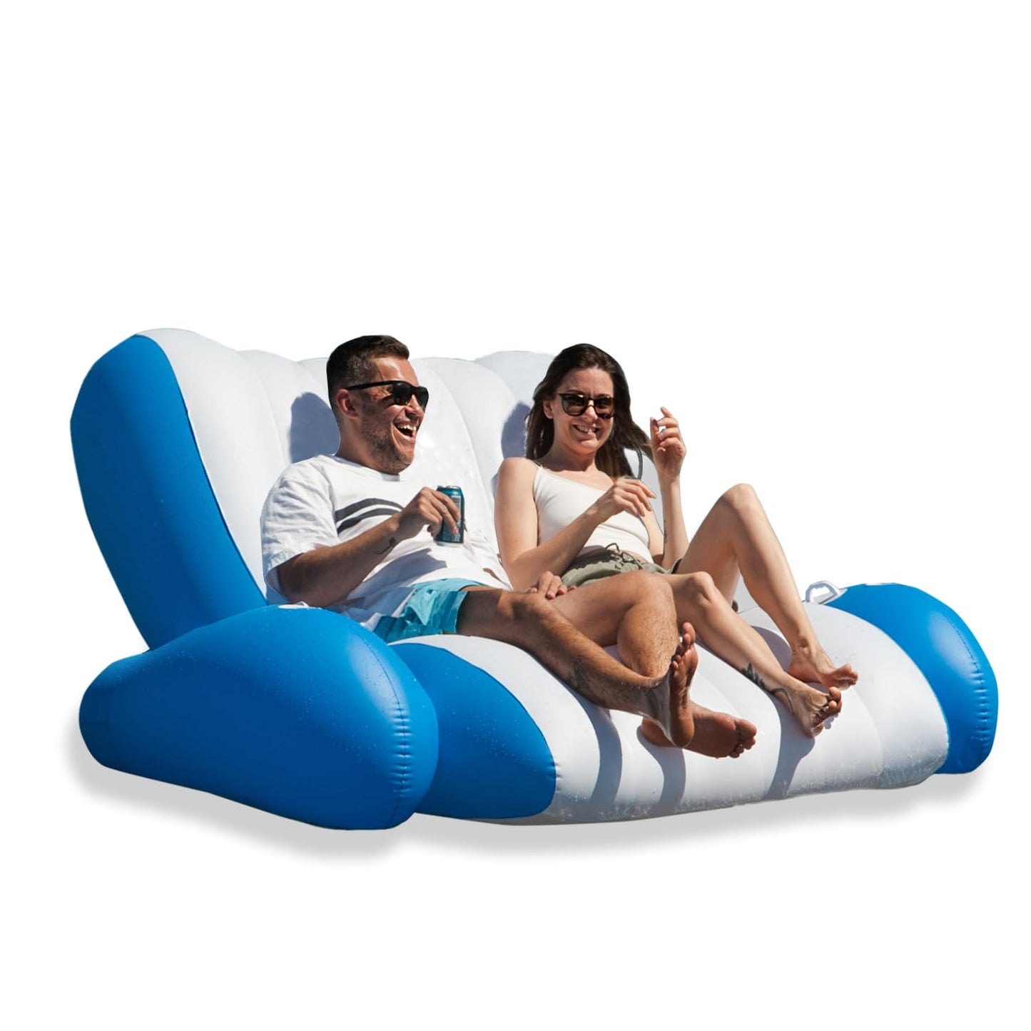 Zone Tech Inflatable Pool Recliner Luxury Float - High & Dry Duo, Cup Holders & Handles, Heavy-Duty Lounge for Swimming-Pool, Lake and River Raft, Beach Chair-Perfect Lounger Gift for Adults