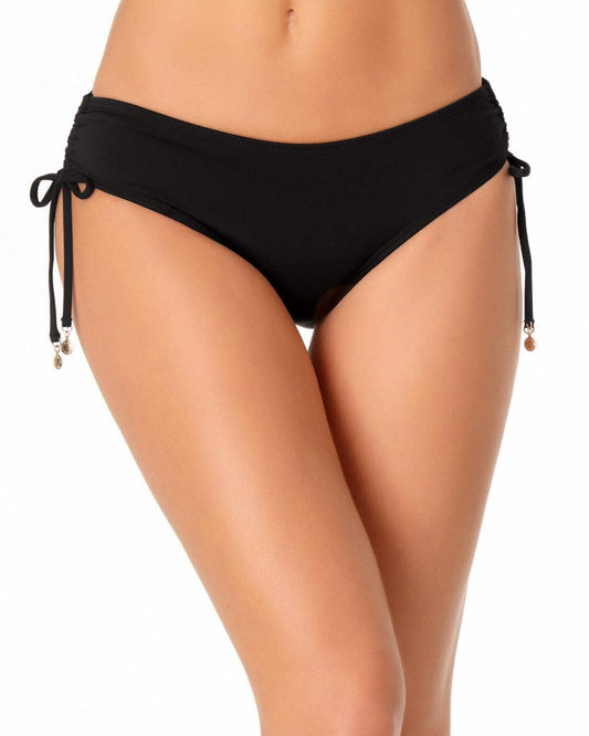 Anne Cole Women's Side Tie Adjustable Bikini Swim Bottom, Black, M