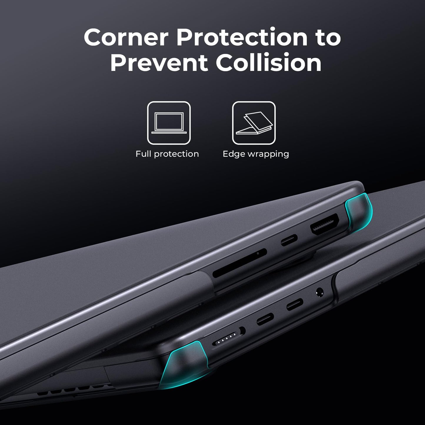 BlueSwan Matte Case for MacBook Pro 14 M5 2026 2025-2021 M4 M3 M2 M1 Pro/Max, Compatible A3427 A3426 A3434 A3401 A3112 A2992 A2918 A2779 A2442, Hard Shell Protective Cover, Space Black Clear