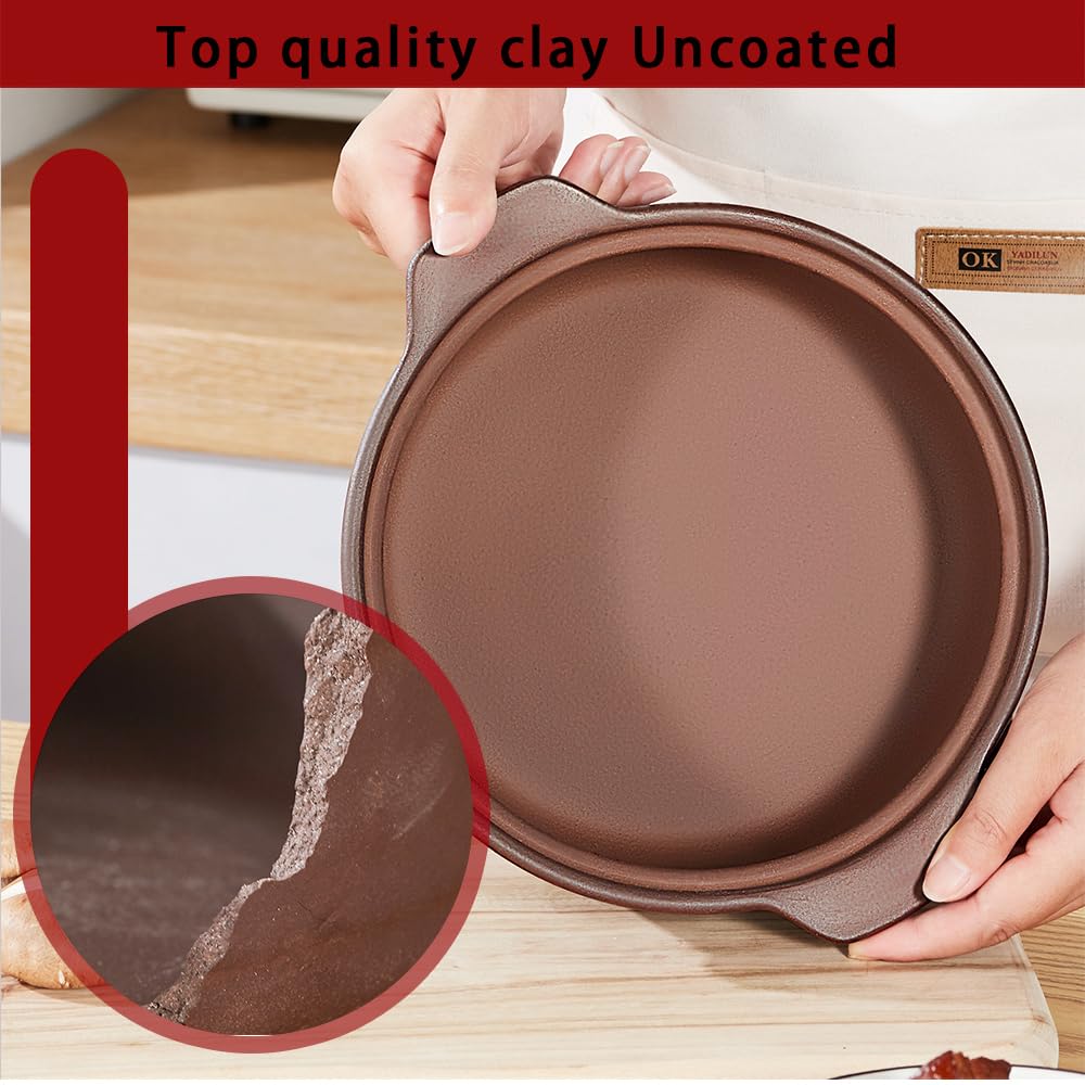 Natural Terracotta Casserole with Lids Clay Pots for Cooking, Unglazed Earthenware Rice Pots
