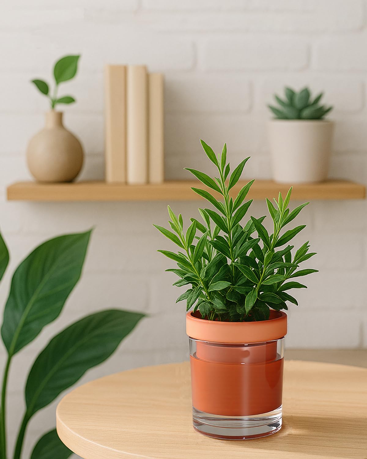 vensovo 4 Inch 6 Inch Self Watering Pots for Indoor Plants - Terracotta Self Watering Planters for Indoor Plants, Terra Cotta Plant Pots with Glass Reservoir, Set of 2