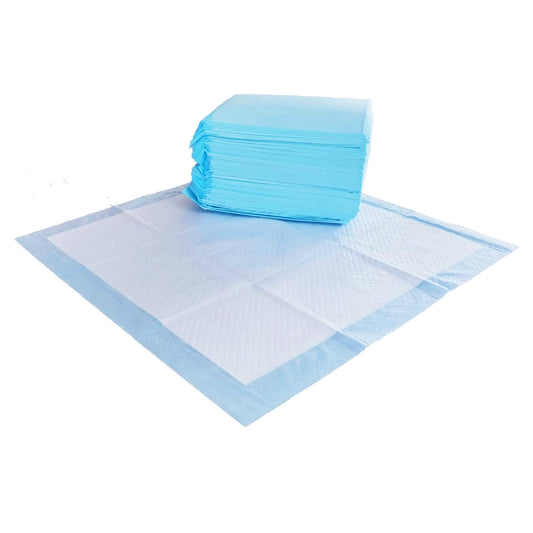 Amazon Basics Absorbent, Disposable, Quick Dry Puppy Pads with 5-Layer Leak-Proof Design, Odor Control, and Scented Surface for Potty Training, Regular, 22 x 22 Inch, Pack of 50, Blue & White