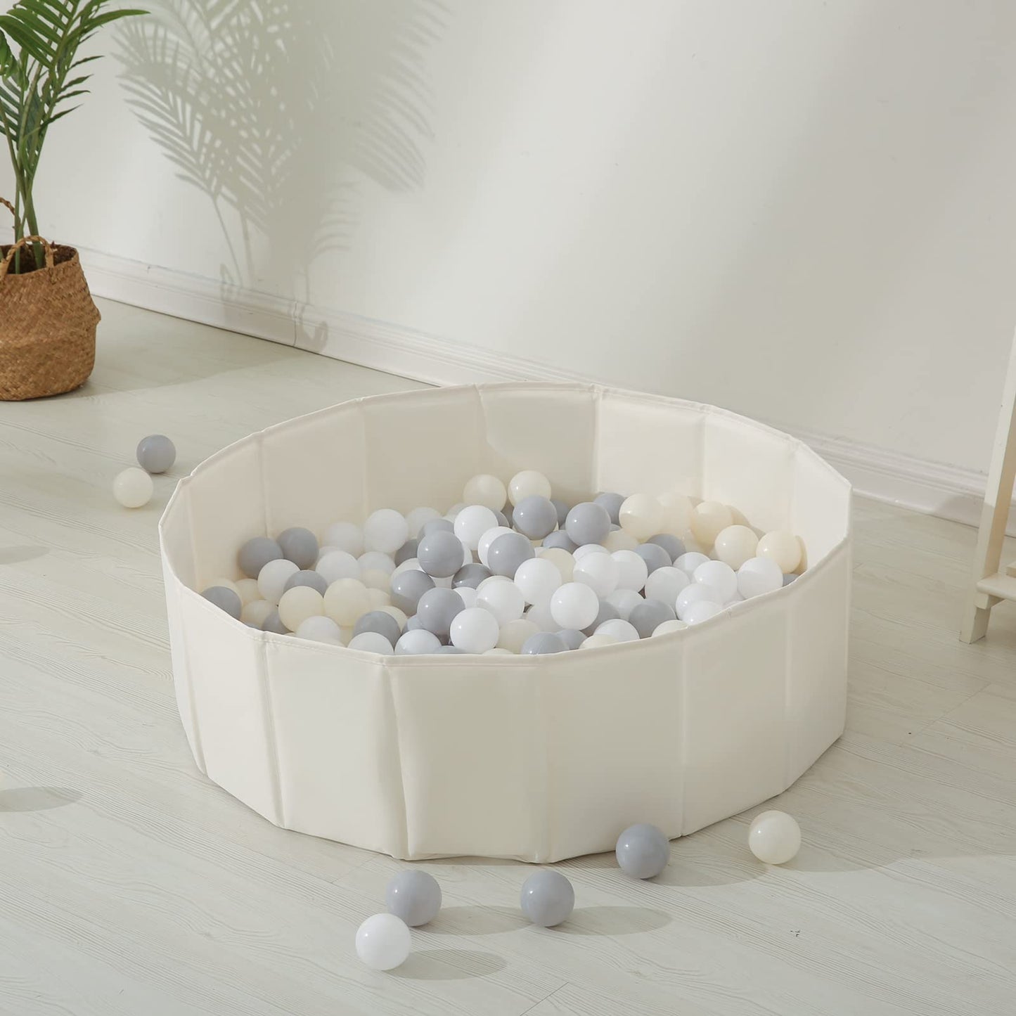 Foldable Ball Pit for Toddlers Babies Dogs Cats Infant Children, Ball Pool with Storage Bag for Boys Girls, 31 Inch Beige (Balls Not Included)