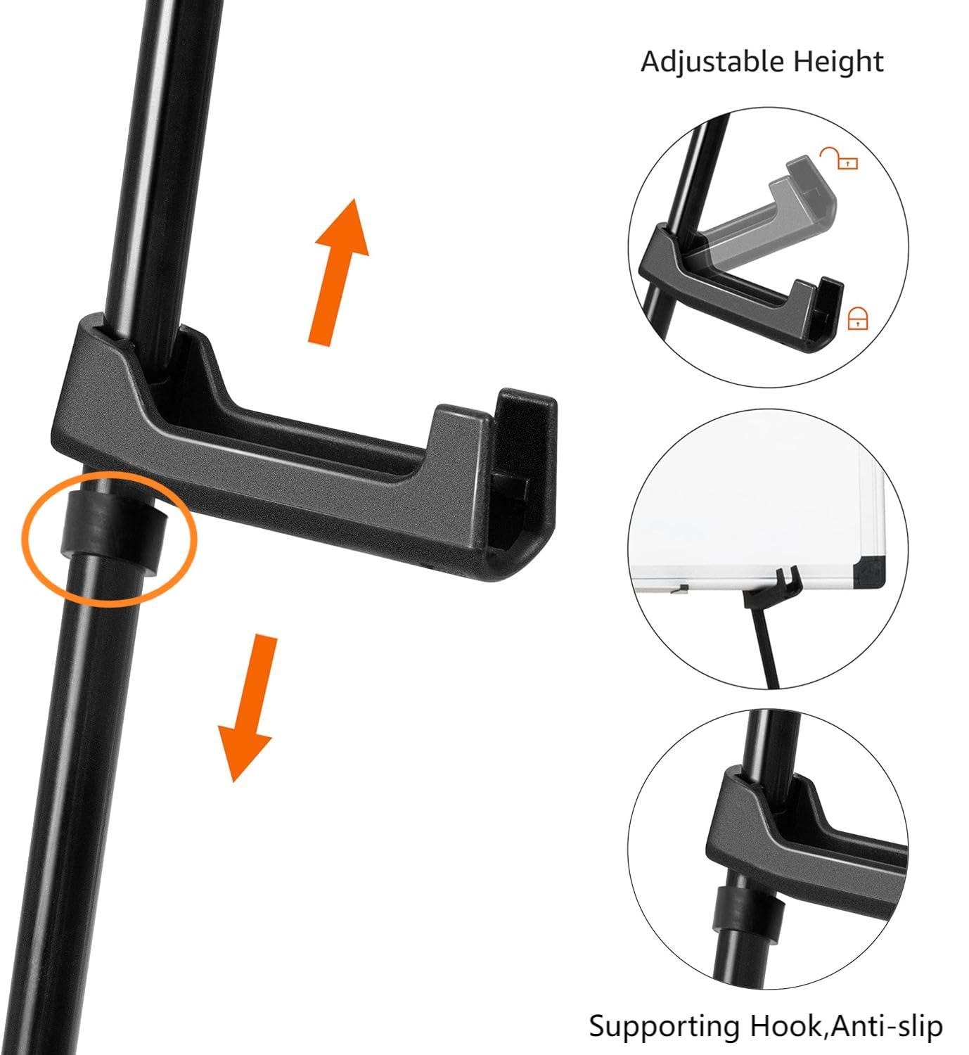 Amazon Basics Easel Display Stand, Instant Floor Poster, Lightweight, Collapsible and Portable with Tripod Base, Black Steel (supports 2.3 kg)