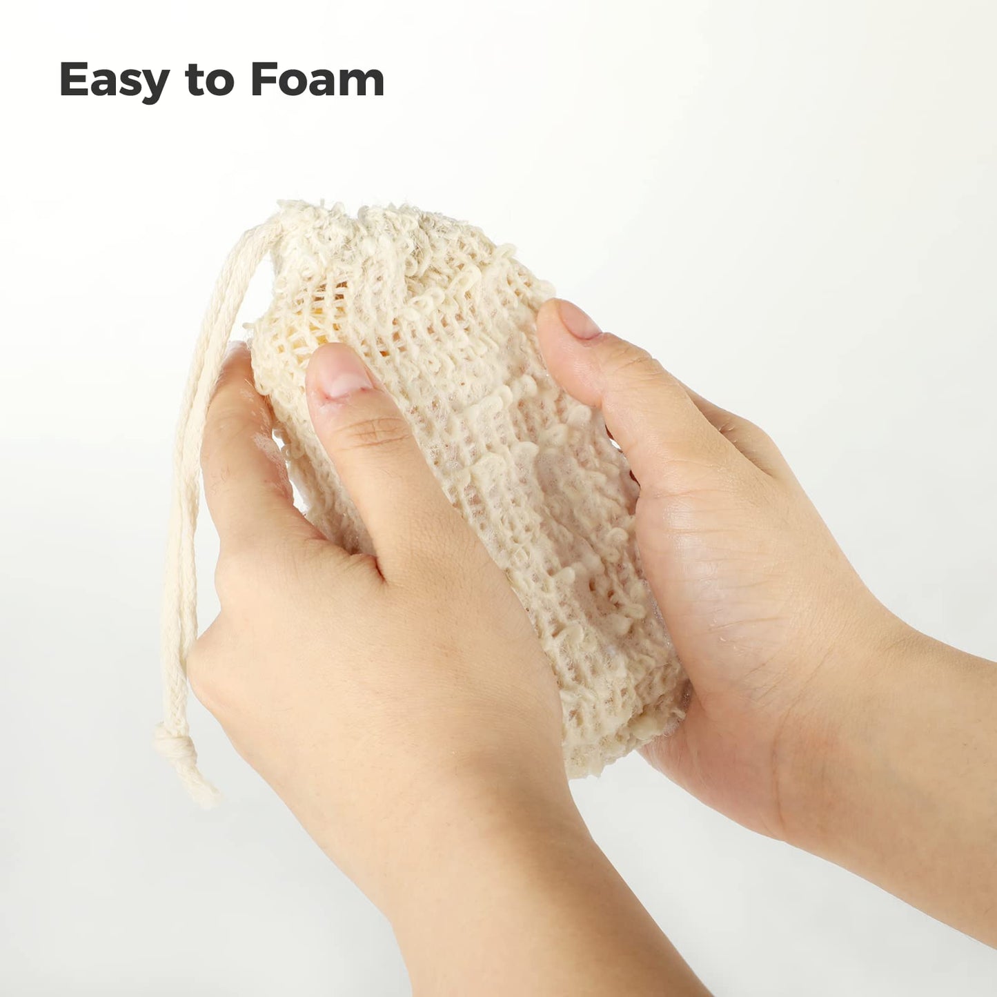 COSYOO 100 Pcs Sisal Soap Saver Bag with Drawstring, Plastic-Free Soap Saver Bags Reusable& Natural Bubble Exfoliating Pouch for Bath & Shower, Zero Waste Mesh Bag for Foaming & Drying Soaps