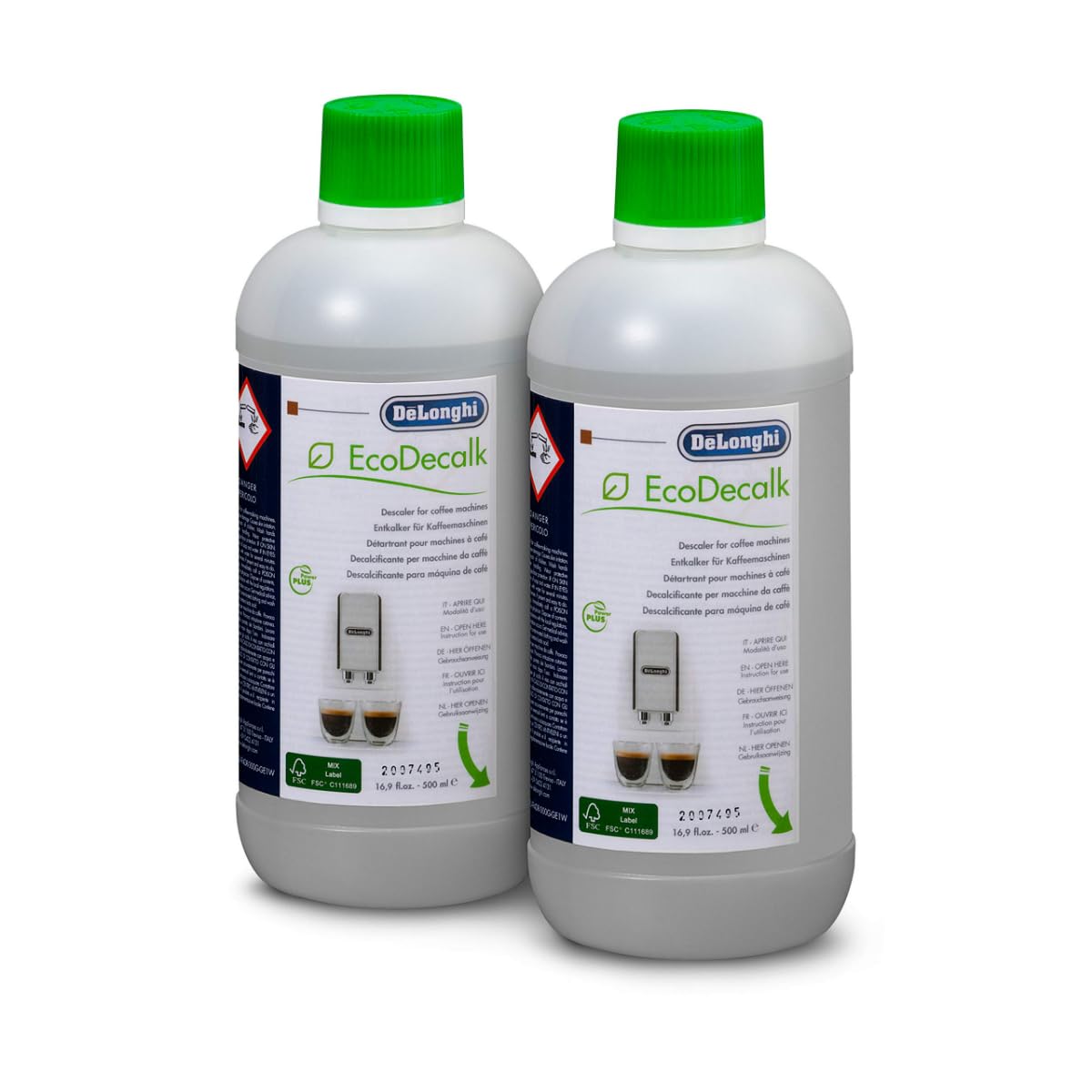 De'Longhi Eco Descaler - 2x500ml bottles, clear
