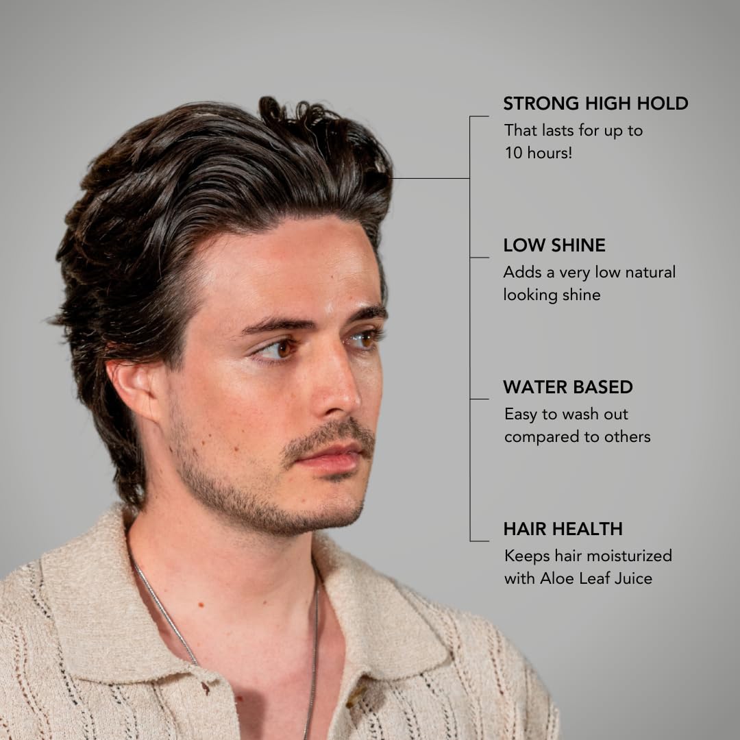 BLUMAAN Hydrating Pomade - Low Shine, High Hold | All Hair Types | Water Based | Easy To Wash - Ideal for Quiffs, Pompadours, Ducktails & Slick Back Looks - 2.5 oz