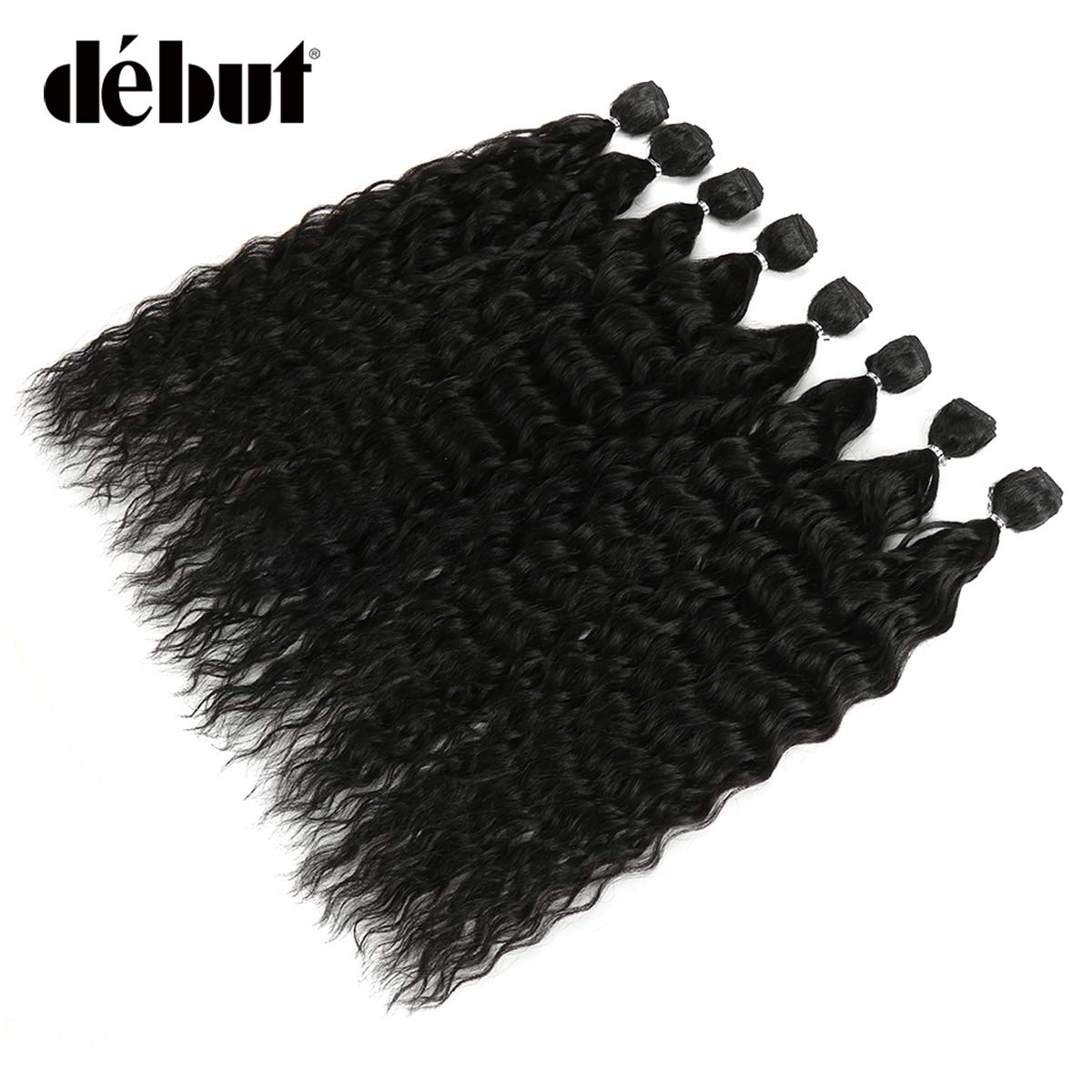 DÉBUT Synthetic Hair 8 Bundles with Simple Closure Weave Water Wave Bundles 9pcs High Temperature Fiber 20 Inches 240g