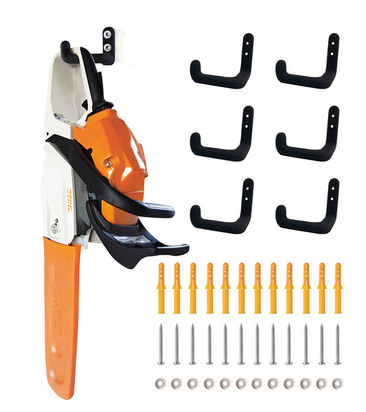 Chainsaw Hanger, 6 Pack Chainsaw Wall Mount Hook, Heavy Duty Chainsaw Holder, Racks for Garage Organization Garage Storage Shed Organizer Mounted Chainsaw Storagw Hamgers