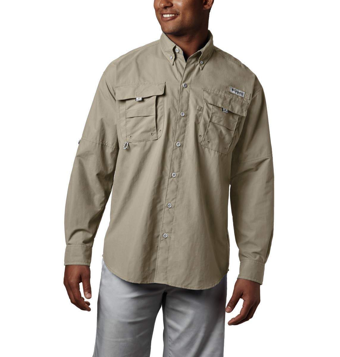 Columbia Men's PFG Bahama II Long Sleeve Fishing Shirt, Fossil, 4X