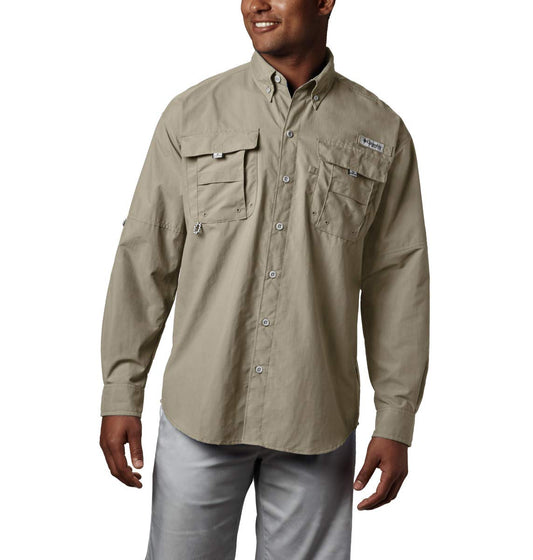 Columbia Men's PFG Bahama II Long Sleeve Fishing Shirt, Fossil, 4X