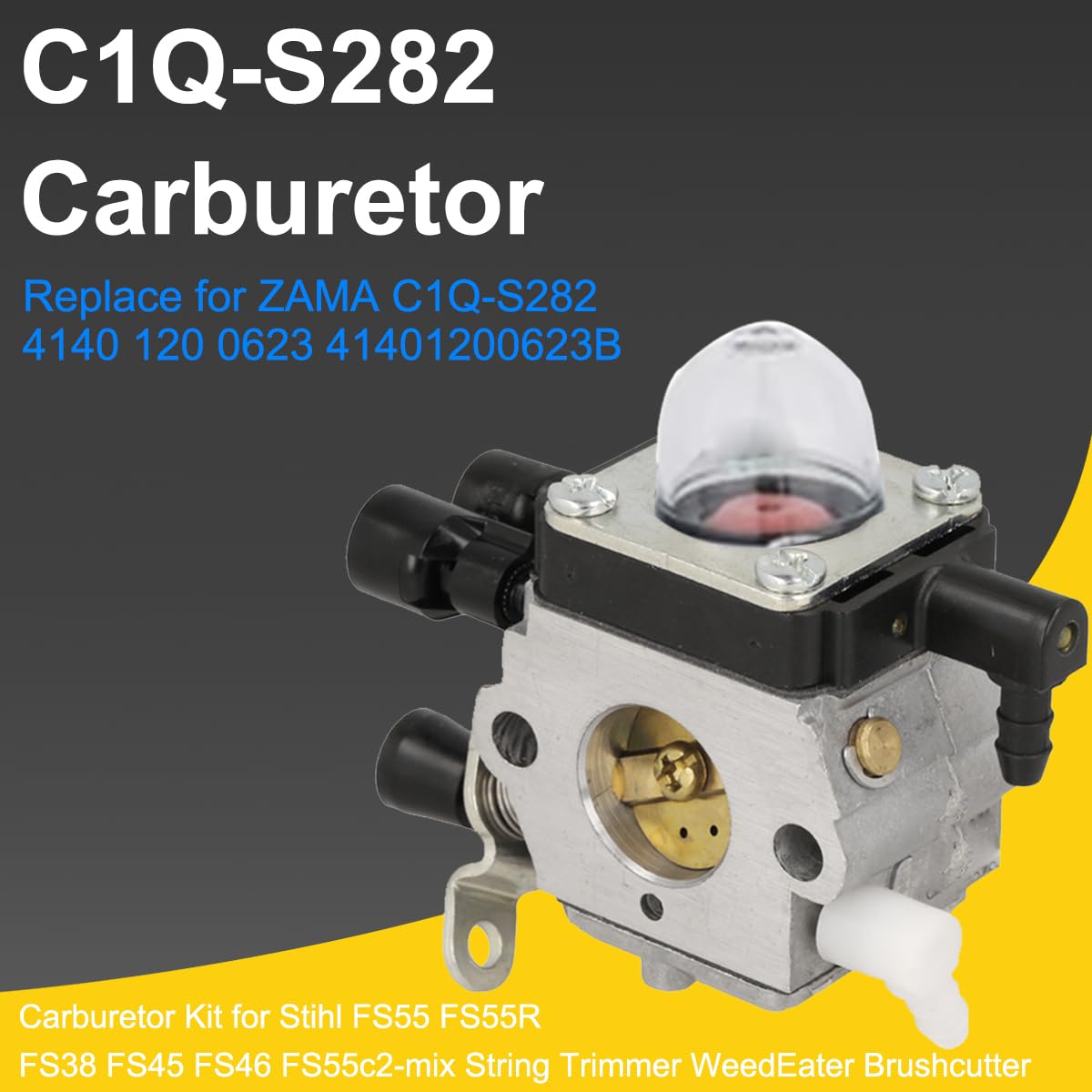 ZAMDOE FS38 Carburetor for Stihl FS 38 FS55R FS45 FS46 FS55 FS55C FS 55R 2-MIX Brushcutters String Trimmer Replace for ZAMA C1Q-S282 4140 120 0623 41401200623B (After 2013-2015)