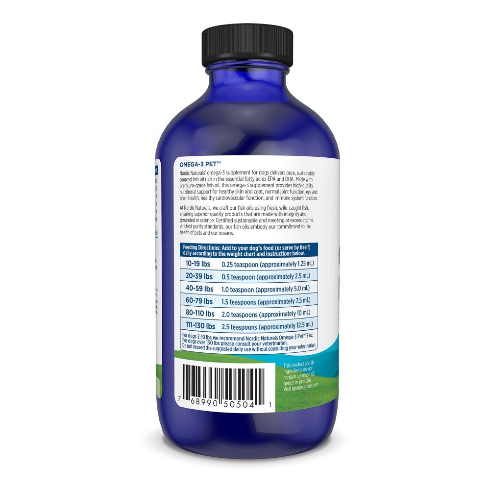 Nordic Naturals Omega 3 Pet – Fish Oil for Dogs & Cats, Supports Healthy Skin, Coat, Joints & Heart – Unflavoured, 237 ml