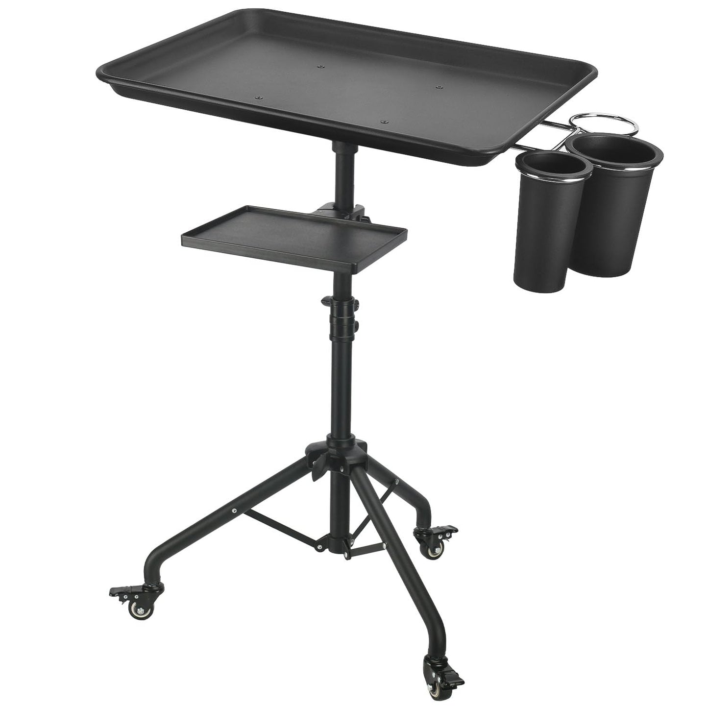 Salon Cart on Wheels, Aluminum Tattoo Tray With Storage Platform, Adjustable Height Service Rolling Cart, Accessory for Salon Spa Dental Use