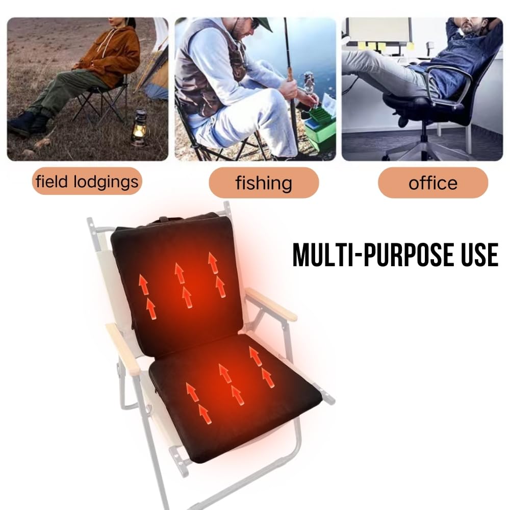 TCUDCKI Heated Seat Cushion Foldable Memory Foam Heated Seat Pad with 3 Level Heating for Camping Fishing Office Chair Stadium Seats (Power Supply Not Included) (Artificial Suede)