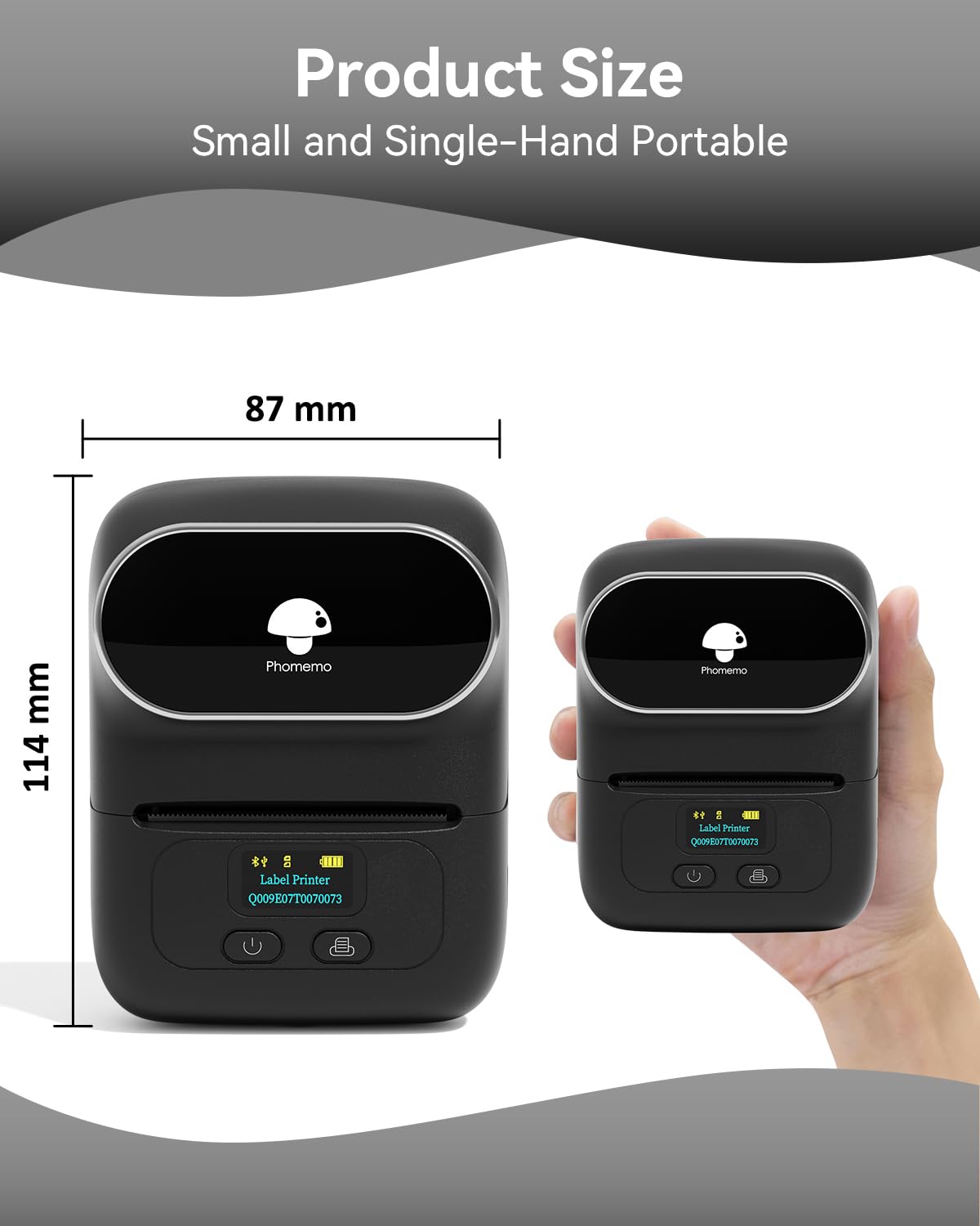 Phomemo Label Maker, Bluetooth Label Maker Machine, Print Width 20mm-50mm, Versatile App with 600+ Fonts & 700 Templates, for Small Business & Home, Black (100 Labels)