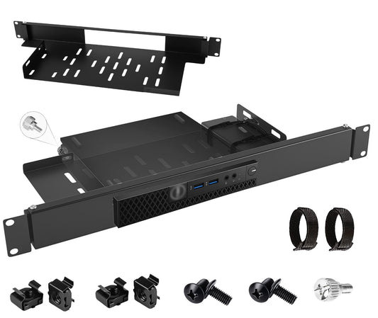 Mini Rack Mount for Dell OptiPlex Micro Form Factor Case 1U Hinged Server Rack Shelf with Hand-Twist Screws High-Strength Steel Dell Mini PC Rack Mount for 19-inch Cabinet or Rack