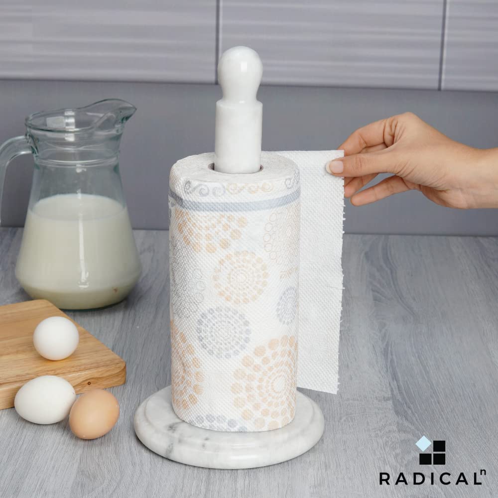 Radicaln Marble Paper Towel Holder White Kitchen Towels Rack Handmade Paper Roll Holder with Stand - Wrapping Paper Holder Towel - Hand Towel Rack Holder