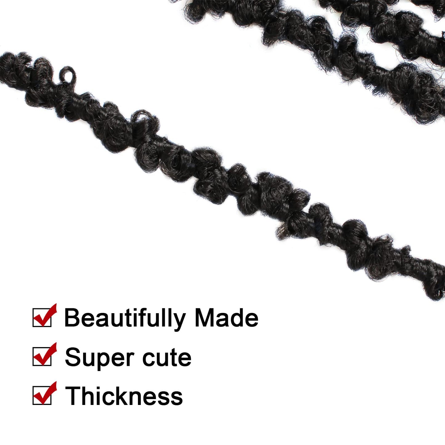 Xtrend 12 Inch 6 Packs Butterfly Locs Crochet Hair Black Messy Distressed Faux Locs Crochet Braids Pre Looped Soft Locs Hair for Black Women #1B