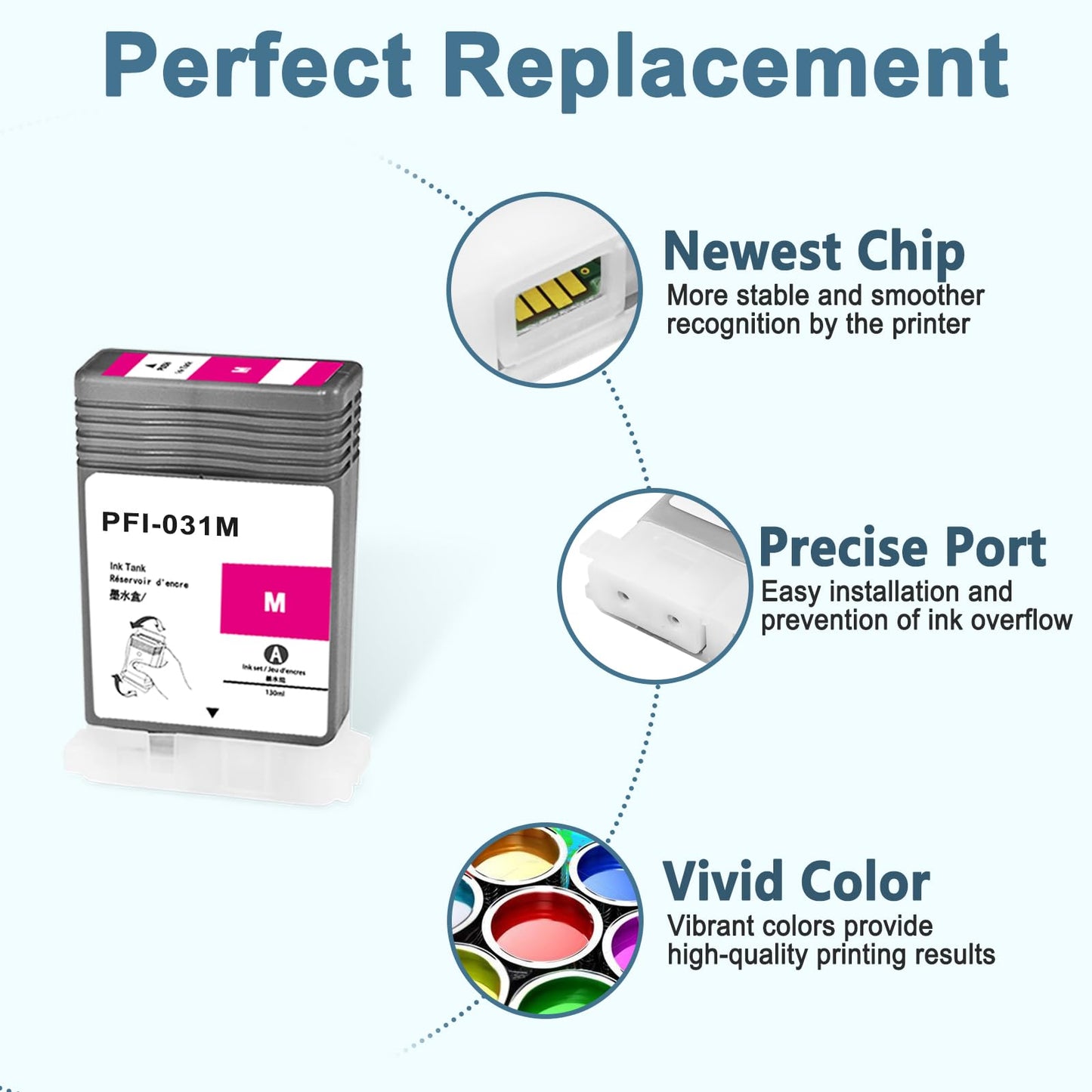 KSUMEI PFI-031 Ink Cartridge 55ml PFI-031M Magenta Ink Tank Compatible with Canon imagePROGRAF TA-20 TA-30 Printer 1-Pack