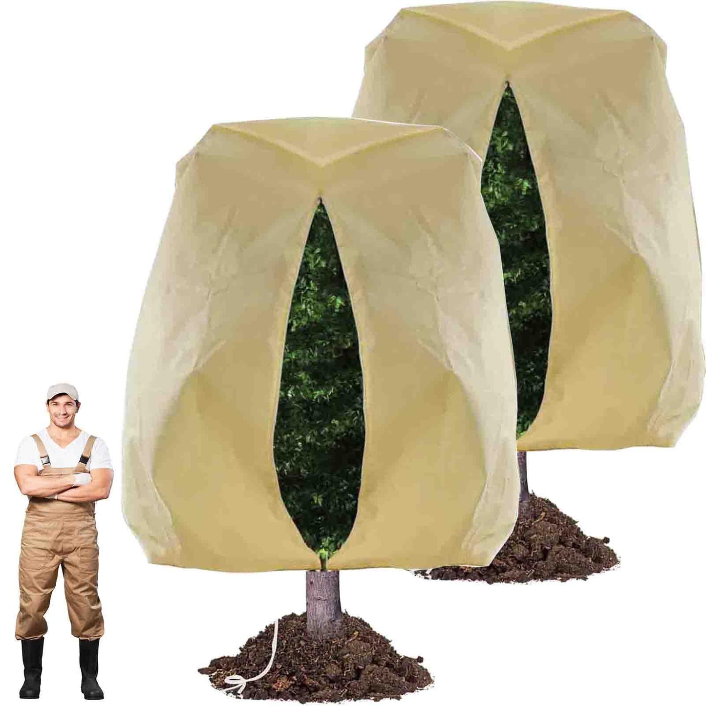 95x86 Inch Huge Plant Covers Freeze Protection Frost Cloth for Outdoor Plants,2.82oz/yd² Thickened Winter Tree Covers with Zipper Drawstring