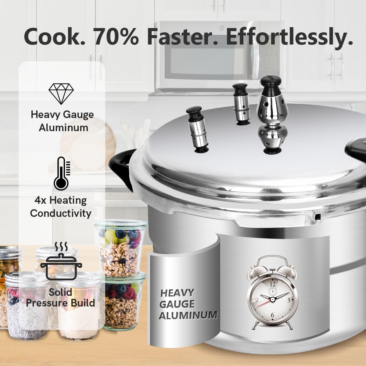 Fulgutonit 5.3 Quart Pressure Cooker, 10 Psi Induction Compatible Pressure Canner w/Multiple Pressure Control & Protection, Canning Rack Included