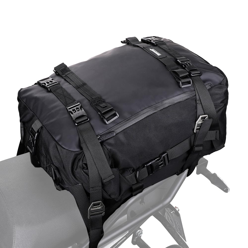 Rhinowalk Motorcycle Tail Bag Motorcycle Pannier Bag Motor Travel Luggage Rear Rack Trunk Professional Motorcycle Accessories 30L Black