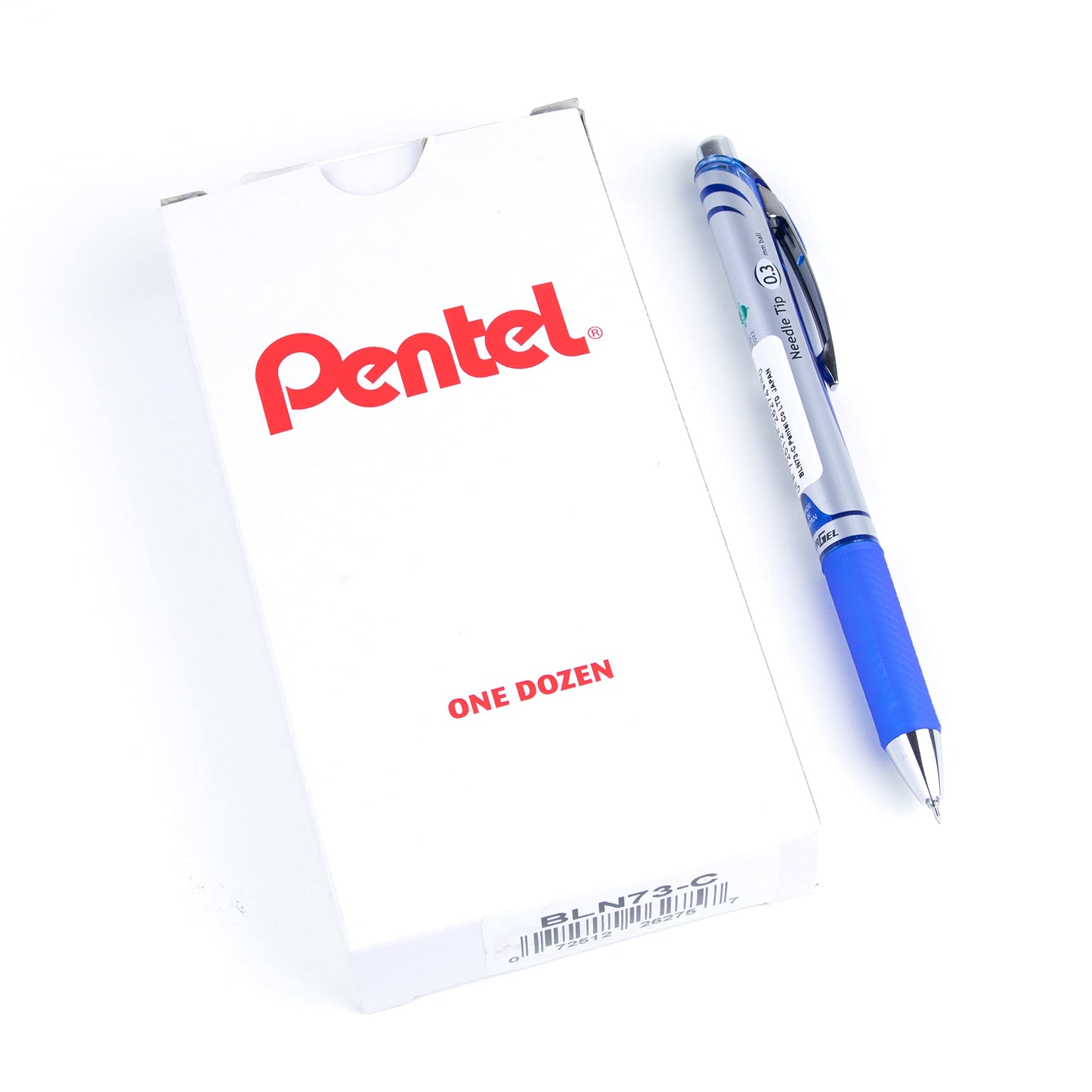 Pentel EnerGel Retractable Liquid Gel Rollerball Pen, Everyday Use, Office Supplies, School Supplies, 0.3mm Ultra-Fine Point, Blue Ink, BLN73-C, Box of 12