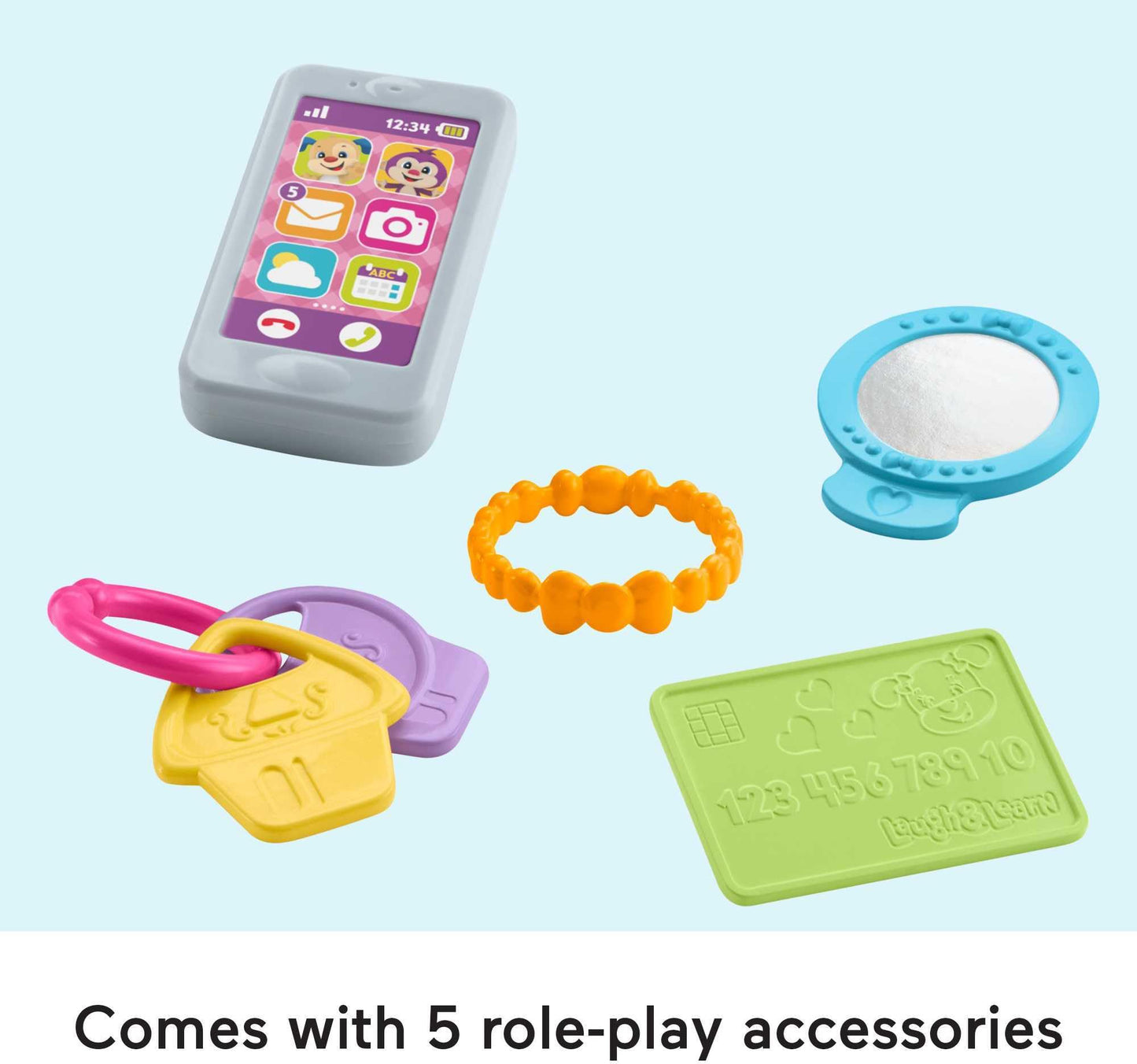Fisher-Price Baby & Toddler Toy Laugh & Learn My Smart Purse with Lights, Learning Songs & 5 Accessories for Infants Ages 6+ Months