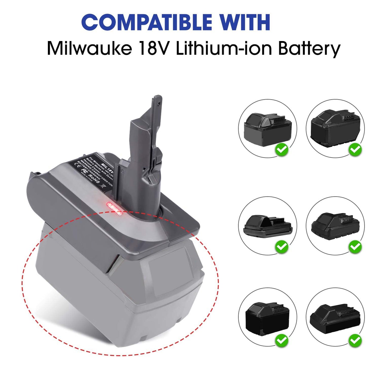 BTRUI for Dyson V8/V7 Battery Adapter, Convert for Milwaukee 18V Battery to for Dyson V8 Animal Fluffy Motorhead Handheld Vacuum Converter (only Adapter)