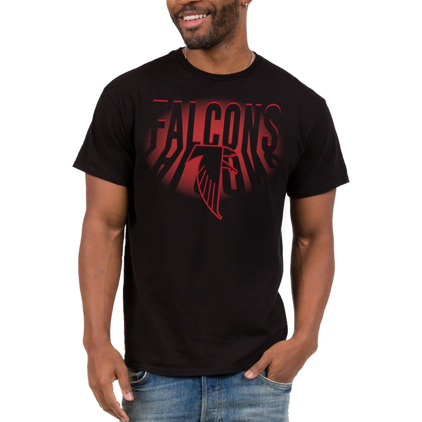 Junk Food Clothing x NFL - Atlanta Falcons - Team Spotlight - Unisex Adult Short Sleeve Fan T-Shirt for Men and Women - Size Large Black